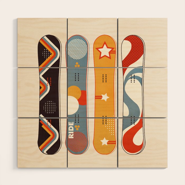 Retro Snowboards  Wood Wall Art Gallery Image 1