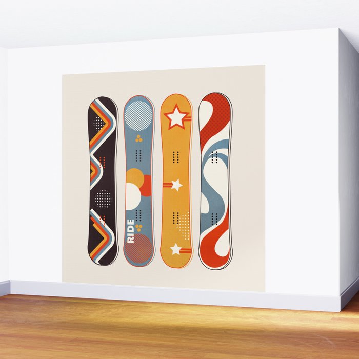 Retro Snowboards  Wall Mural Gallery Image 2
