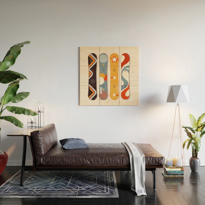 Retro Snowboards  Wood Wall Art Gallery Image 2