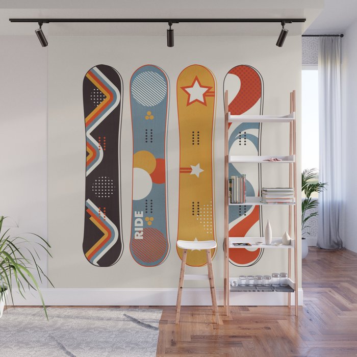 Retro Snowboards  Wall Mural Gallery Image 1