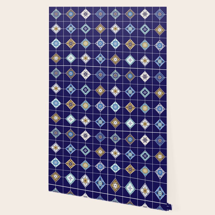 Talavera Mexican Tile - Navy & Bronze Palette Wallpaper Gallery Image 2