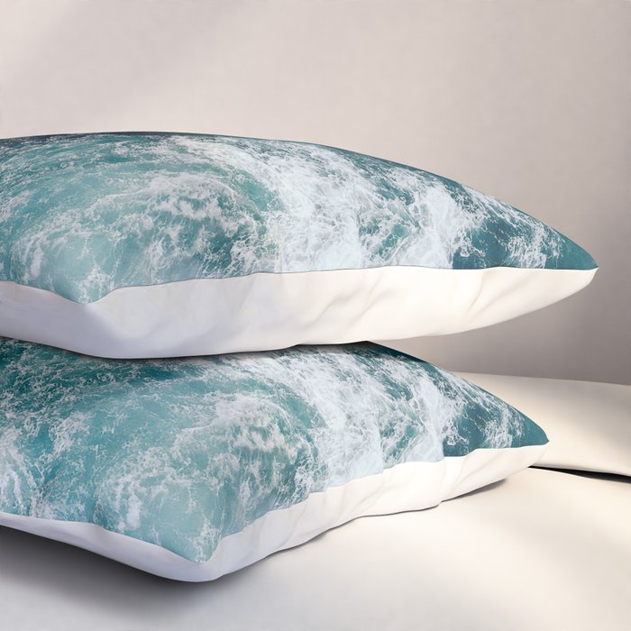 Ocean Waves (Teal) Pillow Sham Gallery Image 3