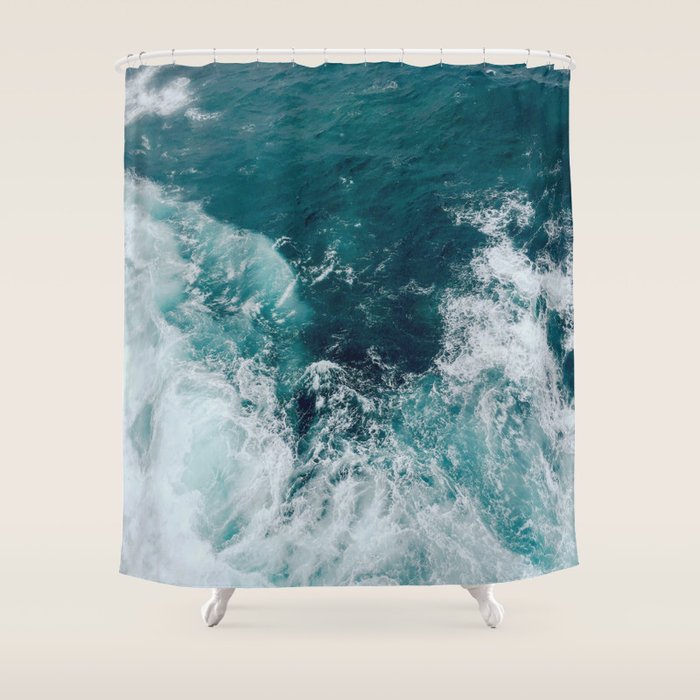 Ocean Waves (Teal) Shower Curtain Gallery Image 1