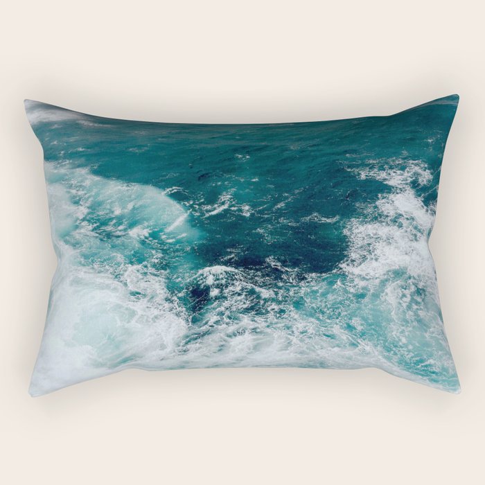 Ocean Waves (Teal) Rectangular Pillow Gallery Image 2