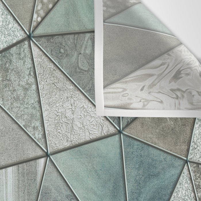 Teal And Grey Triangles Stained Glass Style Wall Tapestry Gallery Image 3