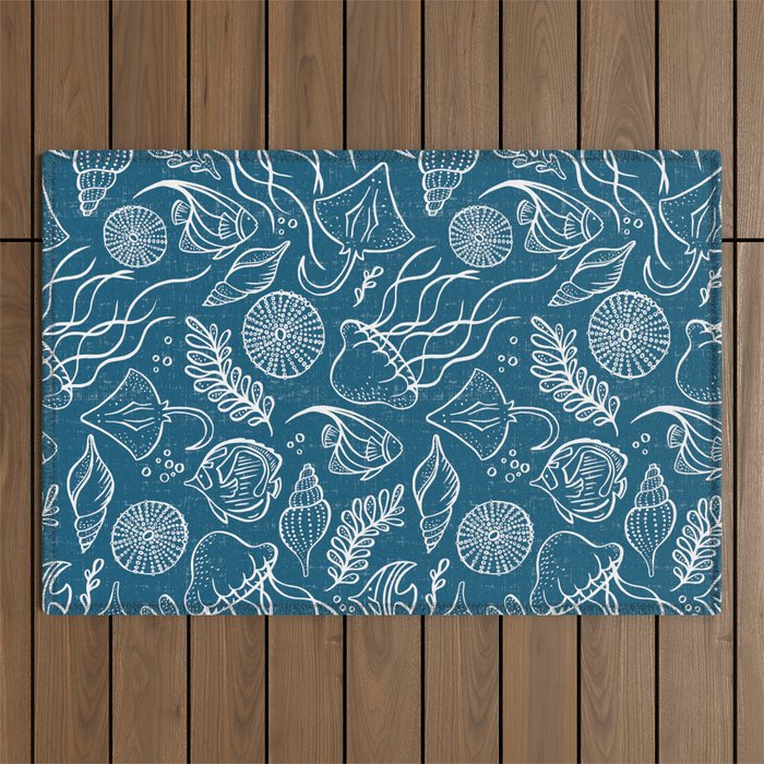 Sea Life - Marine Blue Outdoor Rug Gallery Image 1