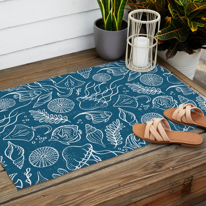 Sea Life - Marine Blue Outdoor Rug Gallery Image 2
