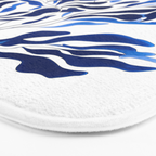 Blue Floral Print Minimalist Japanese Wall Art Bath Mat Gallery Image 3