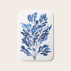 Blue Floral Print Minimalist Japanese Wall Art Bath Mat Gallery Image 1
