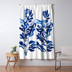 Blue Floral Print Minimalist Japanese Wall Art Window Curtain Gallery Image 5