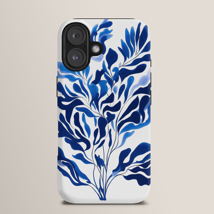 Blue Floral Print Minimalist Japanese Wall Art iPhone Case Gallery Image 13