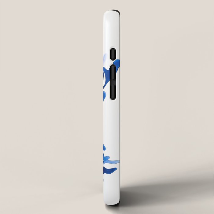 Blue Floral Print Minimalist Japanese Wall Art iPhone Case Gallery Image 2