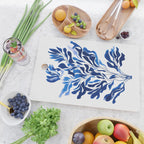 Blue Floral Print Minimalist Japanese Wall Art Cutting Board Gallery Image 2