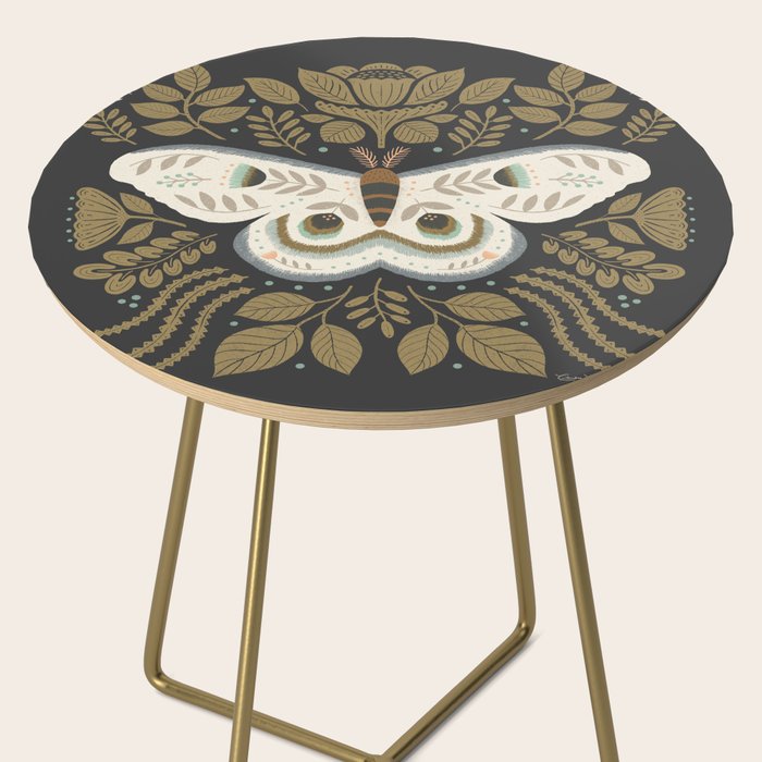 Folk Art Moth - Black Side Table Gallery Image 2