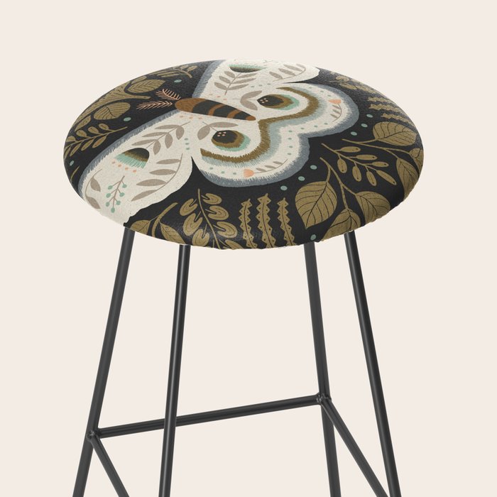 Folk Art Moth - Black Stool Gallery Image 2