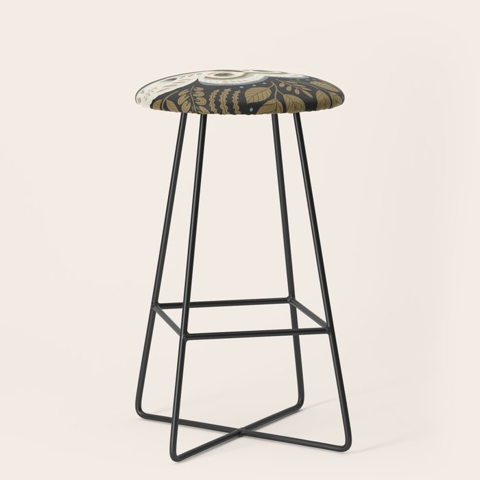 Folk Art Moth - Black Stool Gallery Image 1