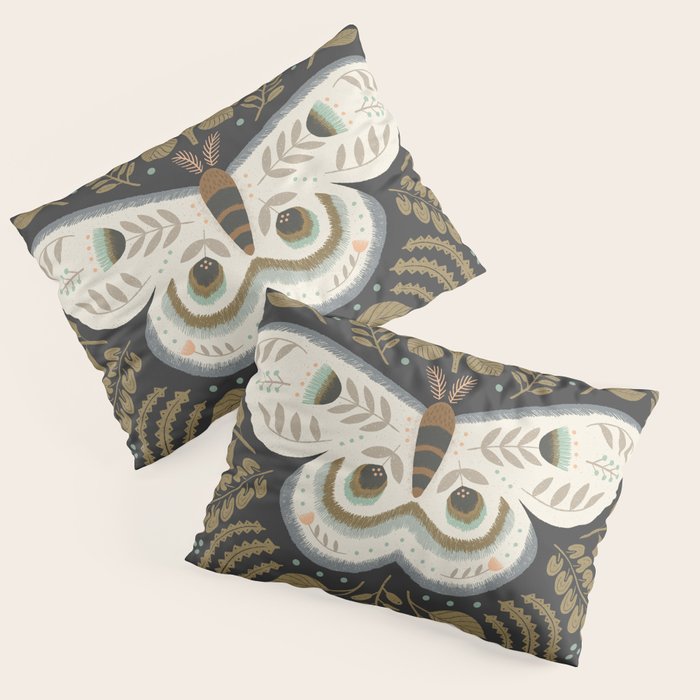 Folk Art Moth - Black Pillow Sham Gallery Image 3