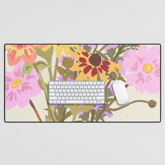 London Flower Market \ Aesthetic cottagecore Desk Mat Gallery Image 1