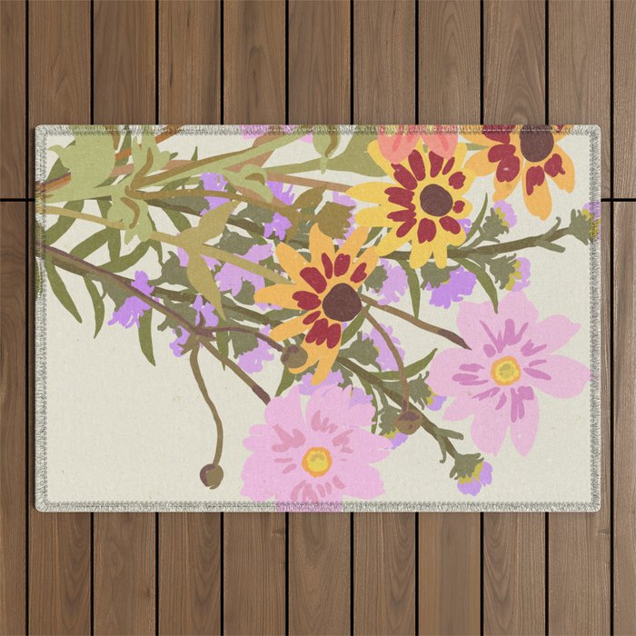 London Flower Market \ Aesthetic cottagecore Outdoor Rug Gallery Image 1