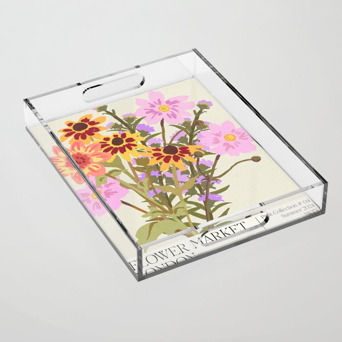 London Flower Market \ Aesthetic cottagecore Acrylic Tray Gallery Image 1