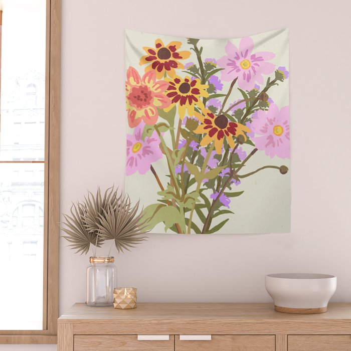 London Flower Market \ Aesthetic cottagecore Wall Tapestry Gallery Image 2