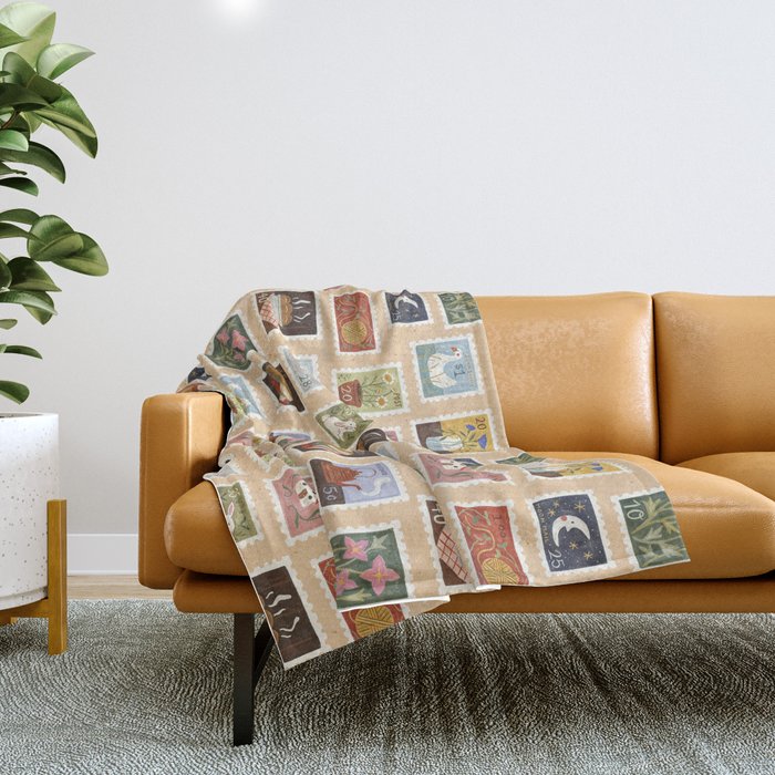 Stamp Collection Throw Blanket Gallery Image 1