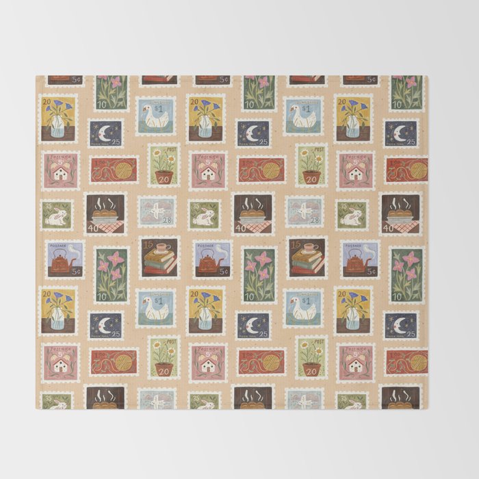 Stamp Collection Throw Blanket Gallery Image 2