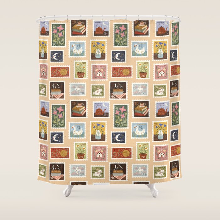 Stamp Collection Shower Curtain Gallery Image 1