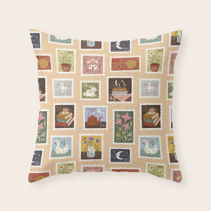 Stamp Collection Throw Pillow Gallery Image 6