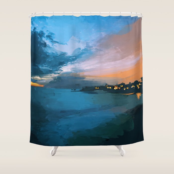 Laguna Beach At Night Shower Curtain Gallery Image 1