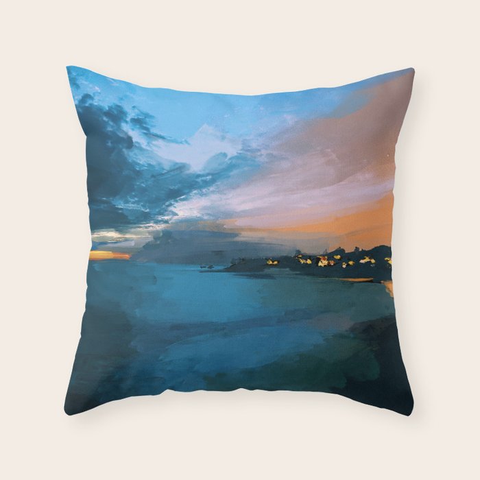 Laguna Beach At Night Throw Pillow Gallery Image 1