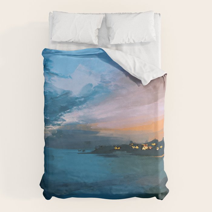 Laguna Beach At Night Duvet Cover Gallery Image 1