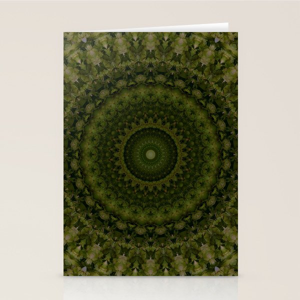 Mandala in olive green tones Stationery Card Gallery Image 1