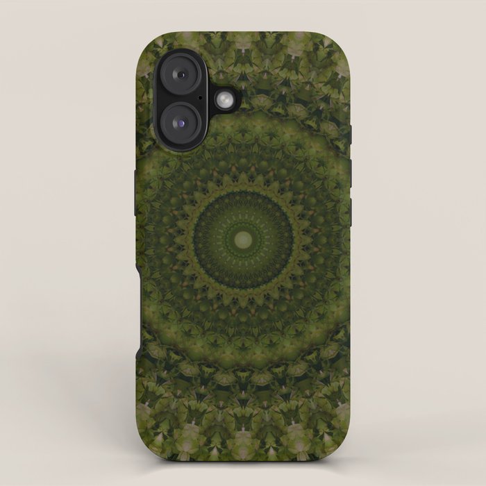Mandala in olive green tones iPhone Case Gallery Image 1