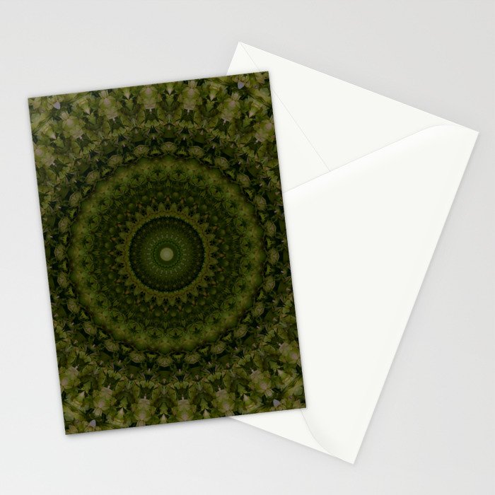 Mandala in olive green tones Stationery Card Gallery Image 2