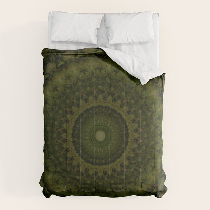 Mandala in olive green tones Comforter Gallery Image 6