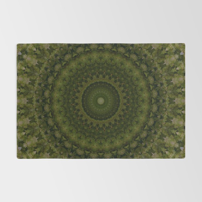 Mandala in olive green tones Rug Gallery Image 2
