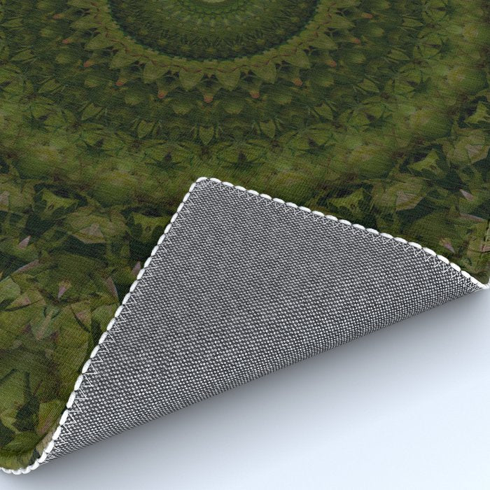 Mandala in olive green tones Rug Gallery Image 4