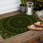 Mandala in olive green tones Outdoor Rug Gallery Image 2