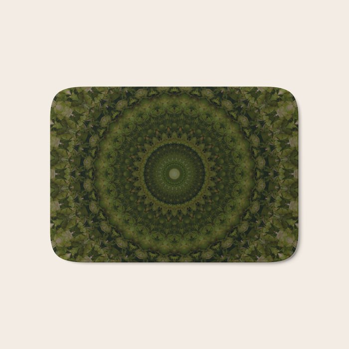 Mandala in olive green tones Bath Mat Gallery Image 1