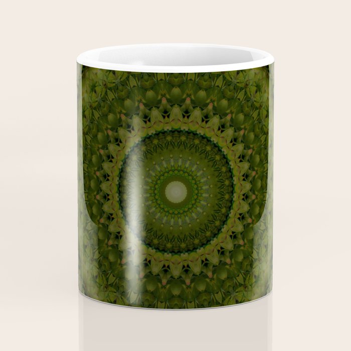 Mandala in olive green tones Coffee Mug Gallery Image 4
