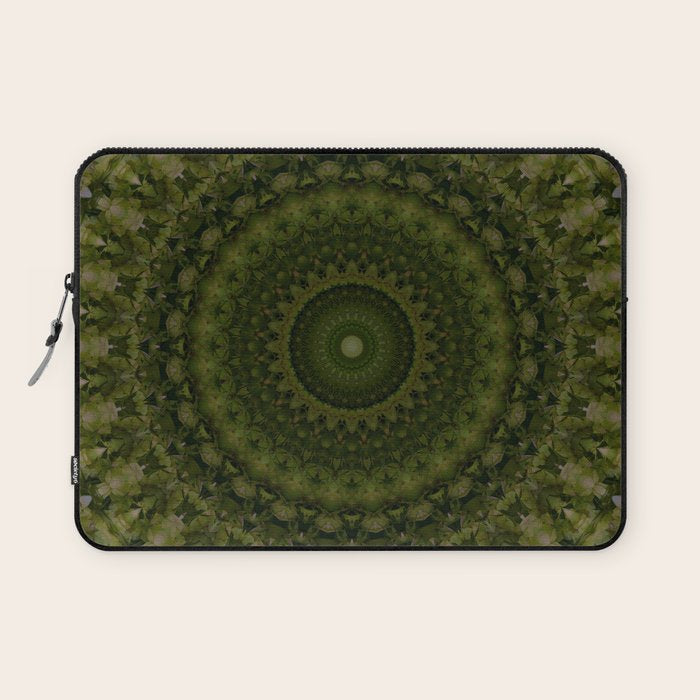 Mandala in olive green tones Laptop Sleeve Gallery Image 1