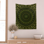 Mandala in olive green tones Wall Tapestry Gallery Image 2