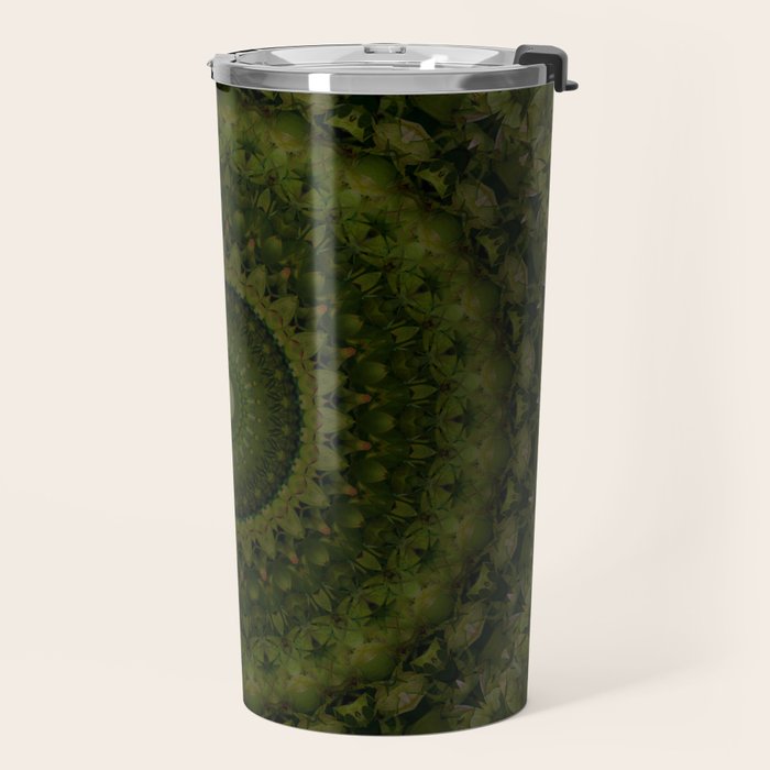 Mandala in olive green tones Travel Mug Gallery Image 2