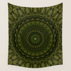 Mandala in olive green tones Wall Tapestry Gallery Image 4