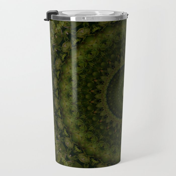 Mandala in olive green tones Travel Mug Gallery Image 3