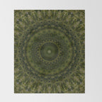 Mandala in olive green tones Throw Blanket Gallery Image 2