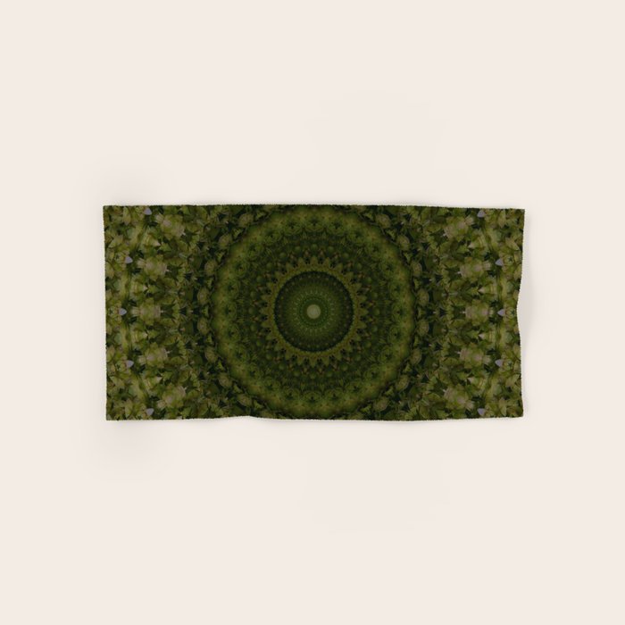 Mandala in olive green tones Bath Towel
