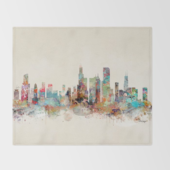 chicago illinois skyline Throw Blanket Gallery Image 2