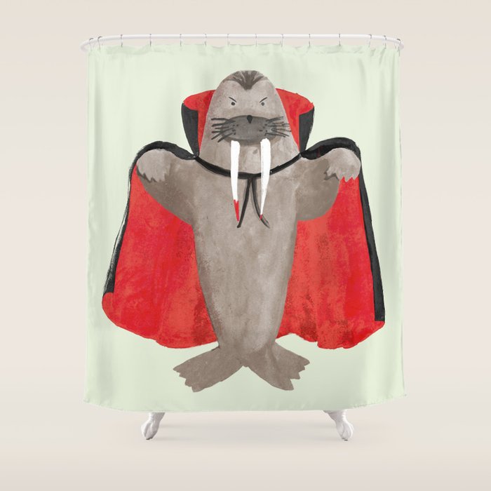 Vampire Walrus Shower Curtain Gallery Image 1